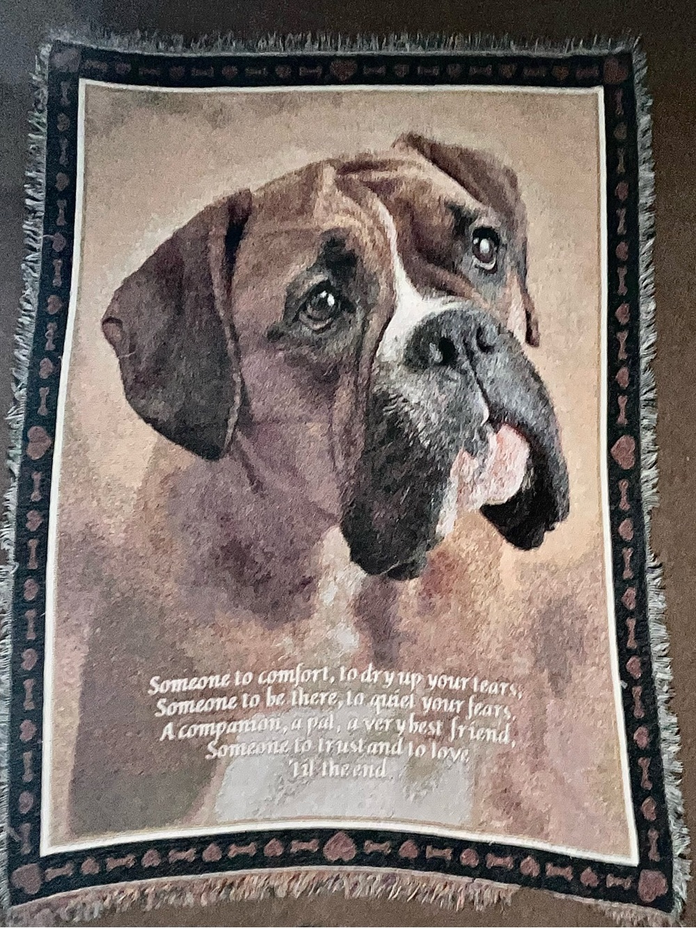 Danbury Mint 4x6ft Boxer Best Friend Tapestry/Blanket Made In USA 100% Cotton